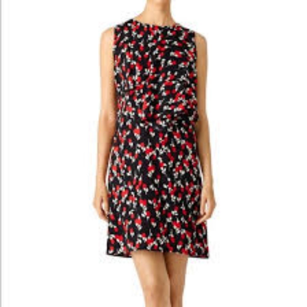 Marni Floral Rhythm‎ Print Floral Black Red Cocktail Dress Size 36/6